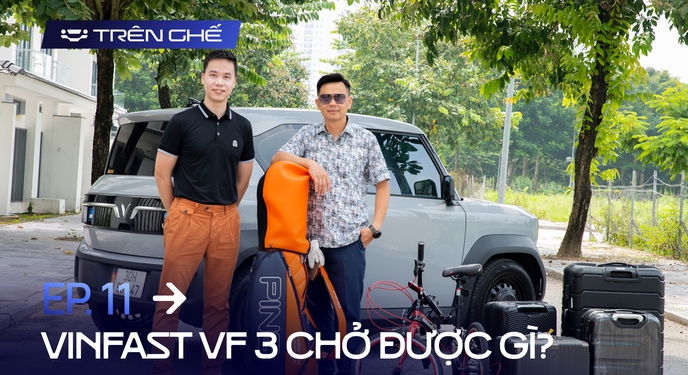 [Trên Ghế 11] Nhồi bộ golf, 4 vali, xe đạp gấp và nhiều người lớn vào VinFast VF 3 và kết quả…