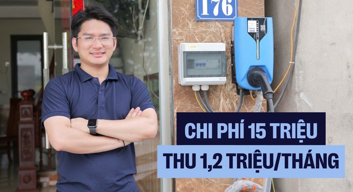 Lắp trụ sạc tại nhà, chủ xe chia sẻ: ‘Tốn chưa đến 15 triệu đồng và 2 ngày làm việc có thể thu được 1,2 triệu đồng/tháng’