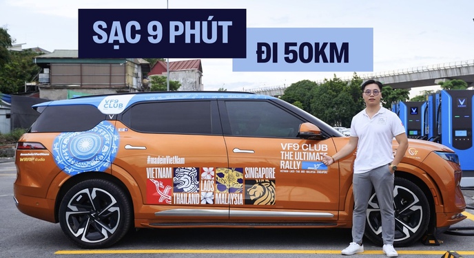 Chủ xe VinFast VF 9 trải nghiệm trạm sạc siêu nhanh lớn nhất Hà Nội: ‘9 phút đi được 50km, vị trí thuận lợi, toàn trụ công suất lớn’
