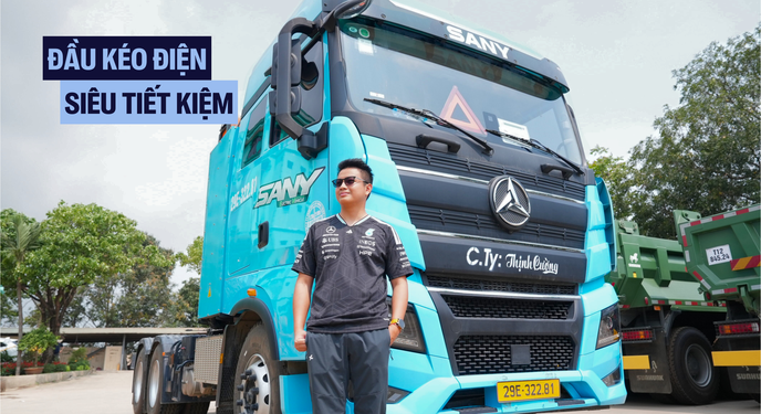 Trải nghiệm xe điện duy nhất VinFast chưa có: Xe đầu kéo Sany, sạc đầy đi 350 km full tải