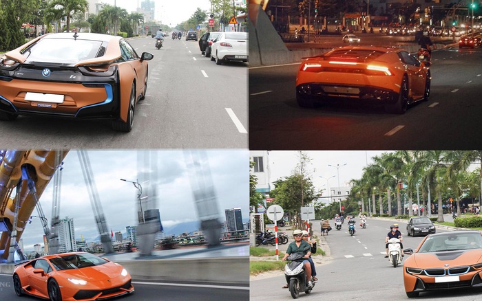 Đã mắt với cặp đôi BMW i8 và Lamborghini Huracan màu cam tại Đà Nẵng